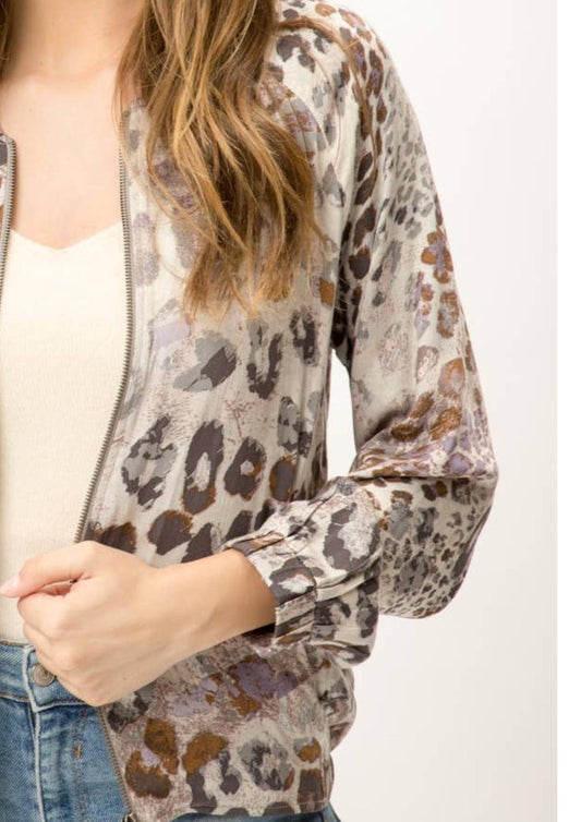 Mystree - Leopard Bomber Jacket
