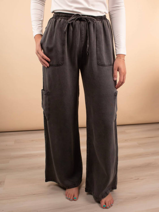 Jade By Jane - Mineral Wash Wide Leg Pants