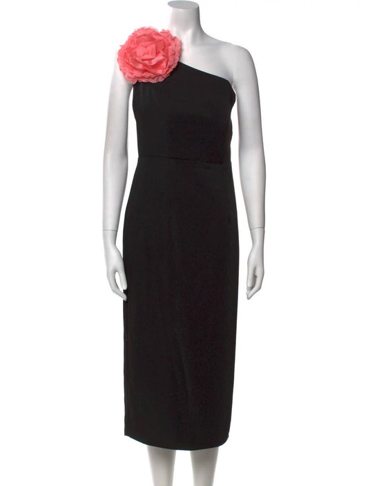 Mac Duggal - Crepe One-shoulder Midi Dress With Flower