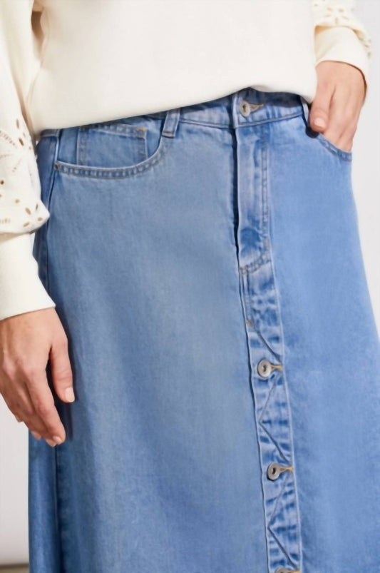 Tribal - Button Down Flowy Midi Skirt With Pockets