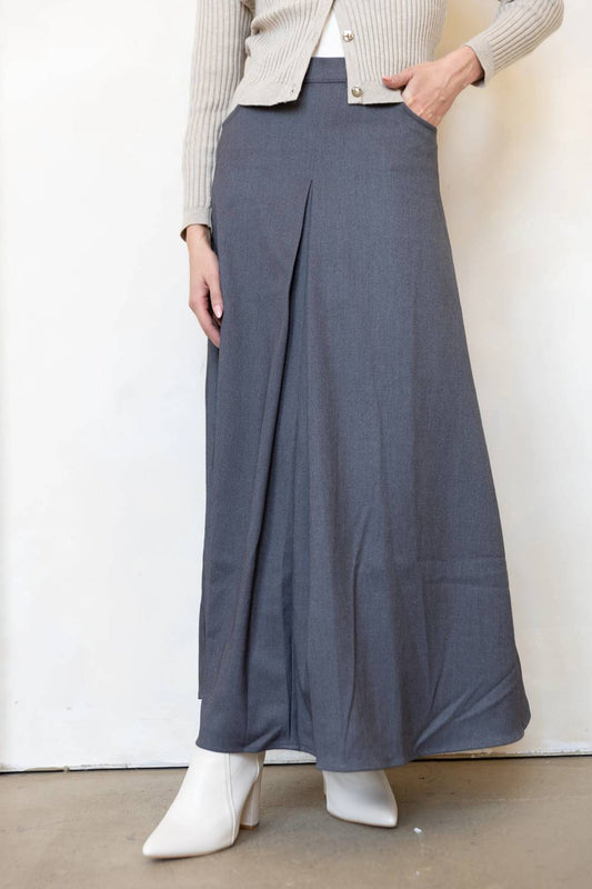 Byrd - Tia Elegant Flare Side Zipper Maxi Skirt