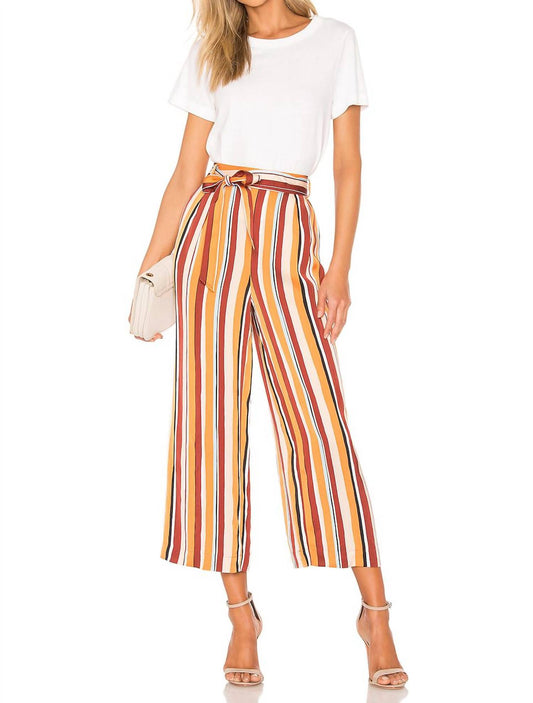 Frame - Striped Satin Belted Wide Leg Crop Pants