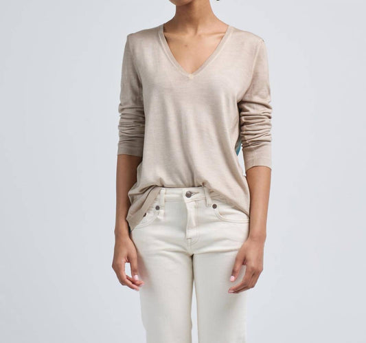 Avant Toi - V Neck Pullover With Watercolor Print Back Silk Top