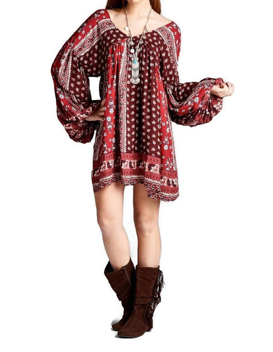 Velzera - Patch Print Baby Doll Mini Dress