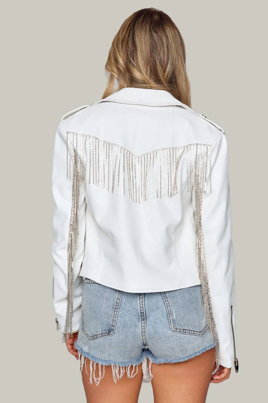 Buddylove - Rife Crystal Fringe Vegan Leather Jacket