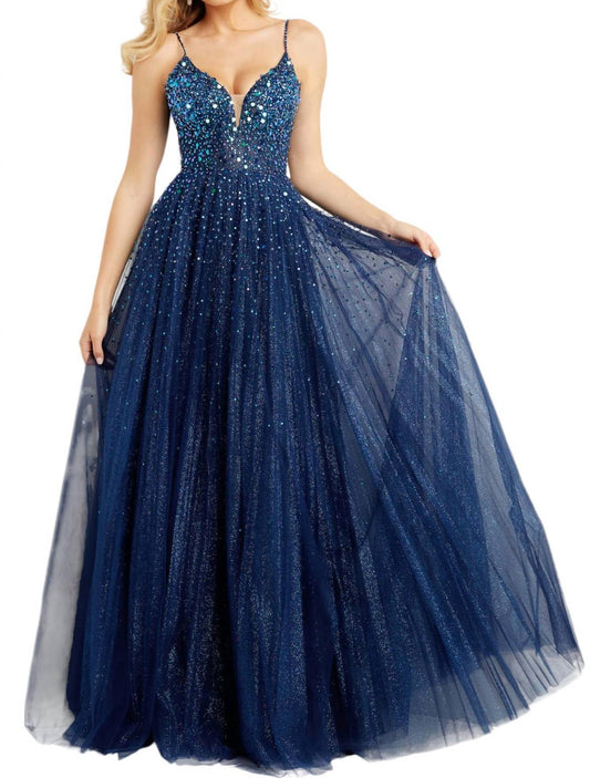 Jvn - Spaghetti Straps Embellished Ballgown