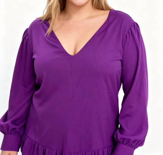 Karen Kane - Women Majestic Magenta Puff Sleeve Top, Size: 2X