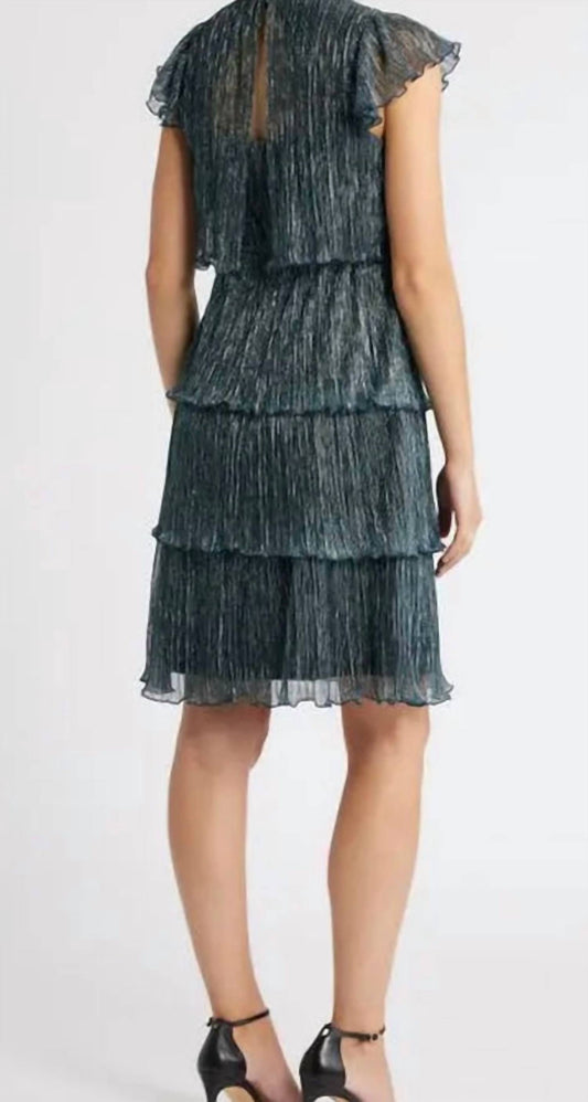 Vince Camuto - Women's Metallic Tiered Crinkle Dress