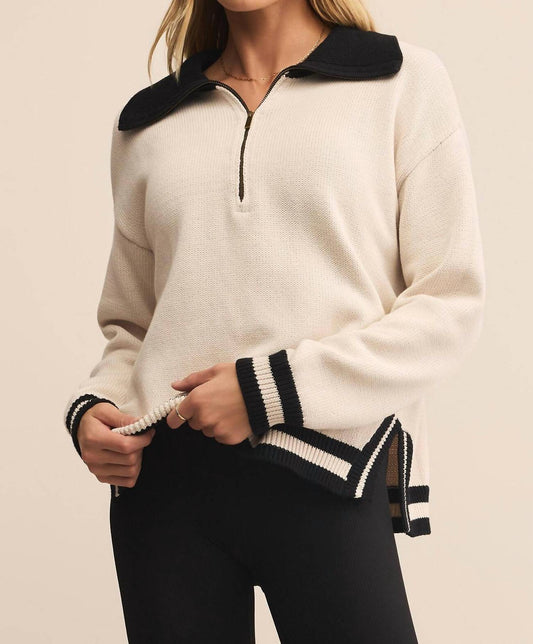 Z Supply - Contrast Collar Half-zip Sweater