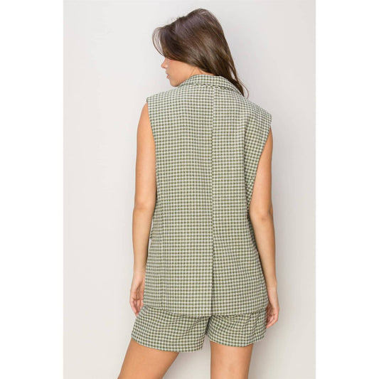 Hyfve - Plaid Vest And Shorts Set