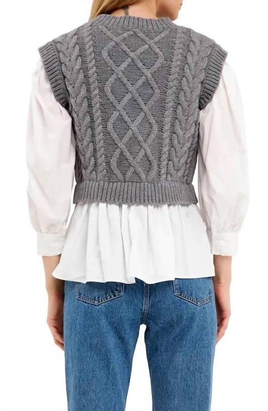 Blu Pepper - Mixed Media Cable Sweater