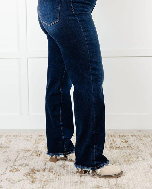 Judy Blue - Mid Rise Frayed Hem Straight Leg Jean