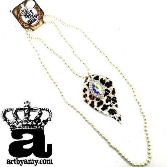 Art By Amy Labbe - Pearls and Cheetah Necklace