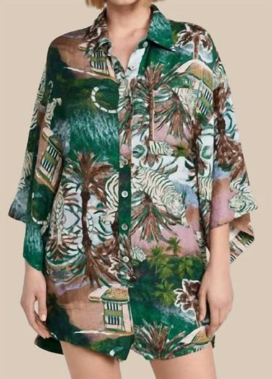 Las Surenas - Printed Linen Short Jumpsuit