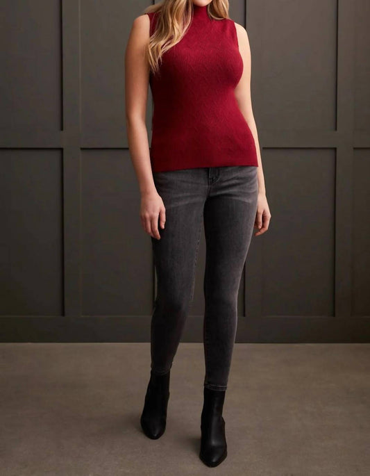 Tribal - Textured Sleeveless Mock Neck Top