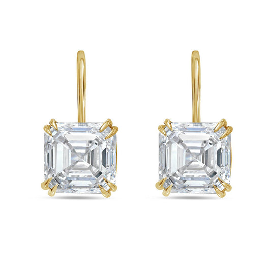 Diana M Jewels - 8.00 Cts Lab Grown Asscher Diamond Drop Earrings