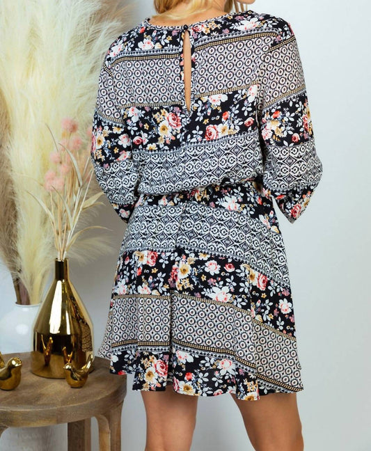 White Birch - Long Sleeve Print Dress