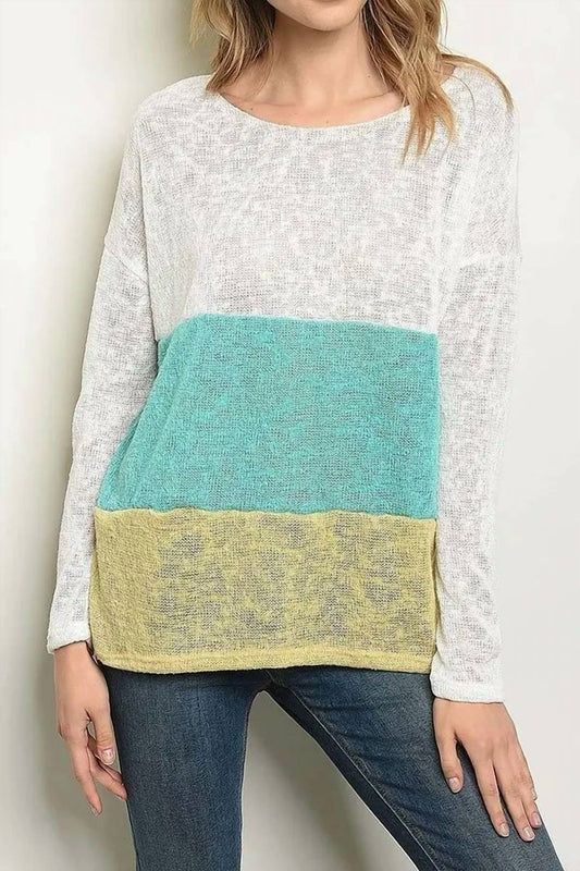 Sweet Claire - Colorblock Long Sleeve Top