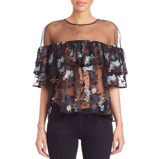 Cinq A Sept - Korus Caspian Ruffle Sheer Top