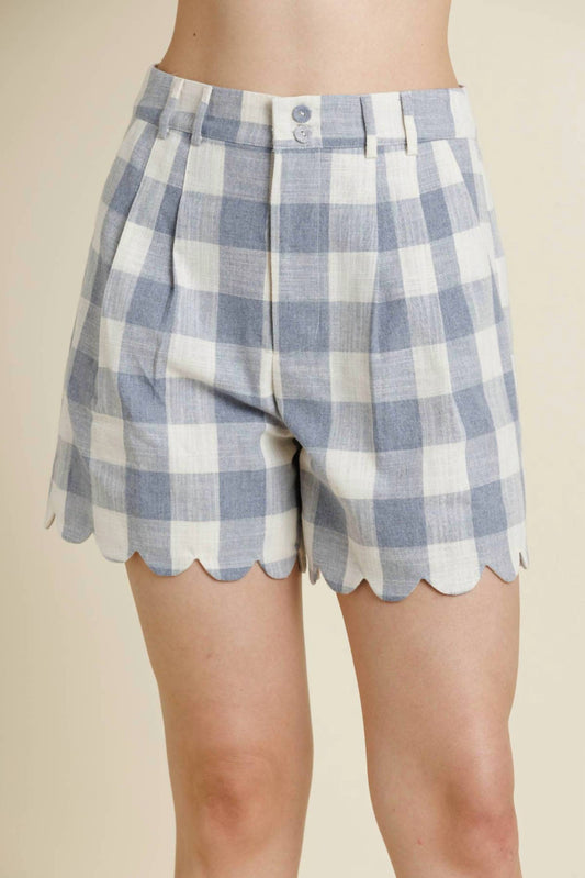 Aureum - Women's Scallop Edge Gingham Shorts