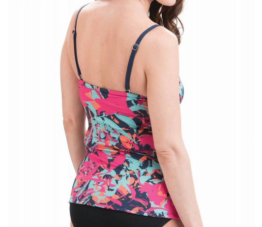 Dolfin - Printed Chlorine Resistant Tie Front Tankini Top