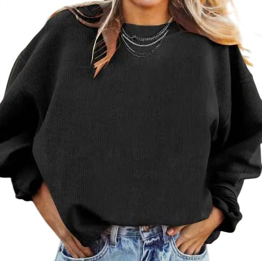 Lovesoft - Ribbed Corded Crew Sweatshirt