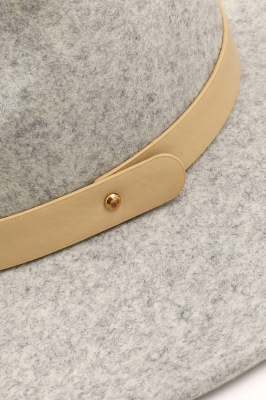 Fame Accessories - Women's Wool Felt Flat Brim Fedora Hat