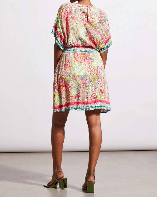 Tribal - Printed V-neck Dolman Sleeve Dress