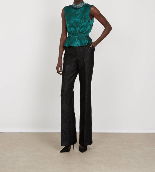 Saloni - Embossed Floral Satin Top