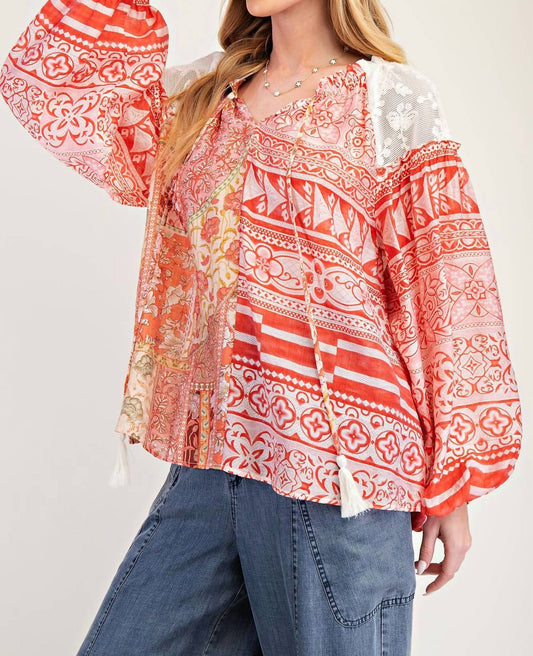 Easel - Print Mix Loose Blouse