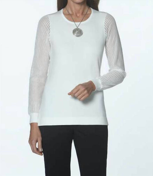 J'Envie/Eli - Sheer Sleeve Jewel Neck Top
