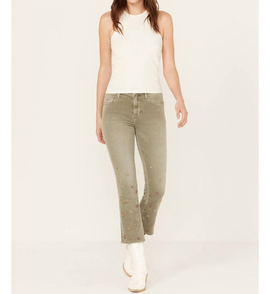Driftwood - Crop Flare Floral Rivit Jeans
