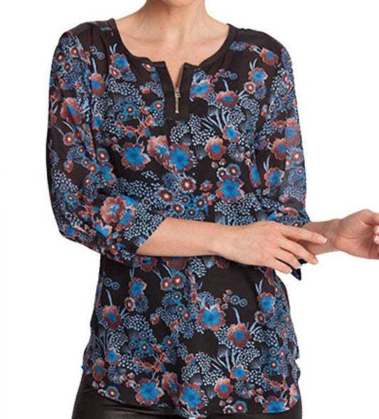 Angel - Floral Microfiber Leather Detail Top