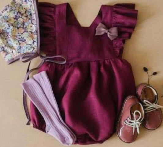 Annie & Charles - Baby Girl's Organic Linen Bloomer Daisy