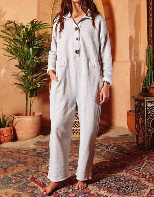 Bucketlist - French Terry Boxy Button Up Jumpsuit