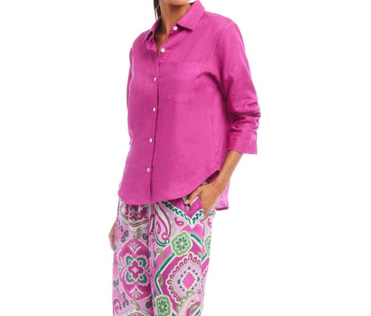 Karen Kane - Linen Ruched Sleeve Shirt