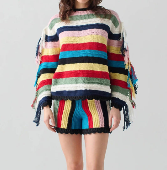Lingua Franca - Marathi Crew-neck Fringe Sweater