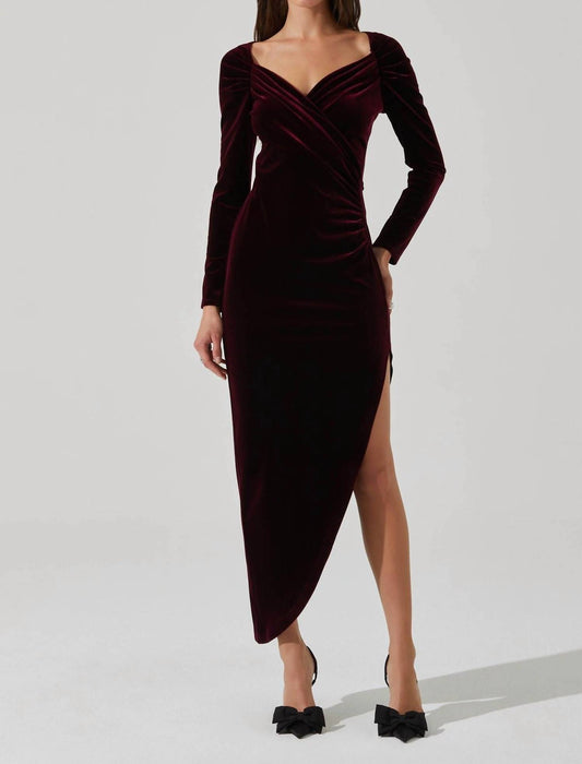 Astr - Sirica Velvet Off Shoulder Midi Dress