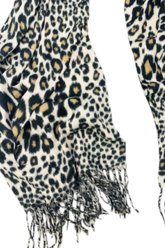Kensie - Women's Leopard Printed Scarf With Fringe