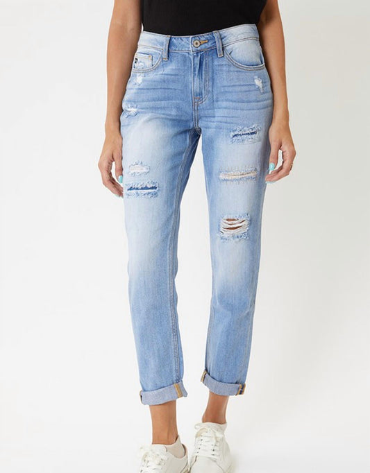 Kancan - Women's Boyfriend Distressed Jean