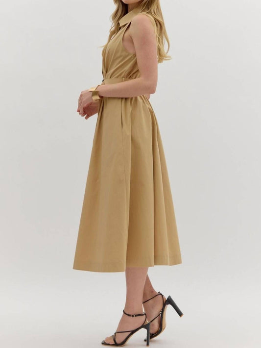 Entro - Belted Pleated Skirt & Pockets Dress