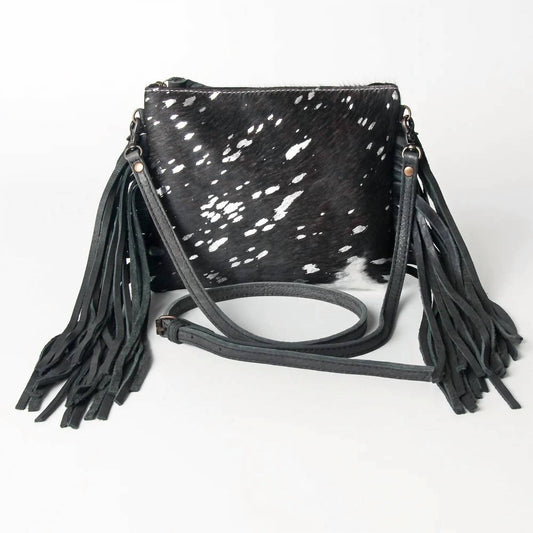 American Darling - Women's Hide With Acid Wash And Fringe Purse Crossbody Bag