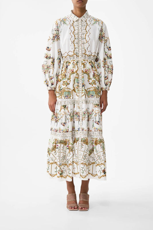 Camilla - Tiered Long Shirt Maxi Dress