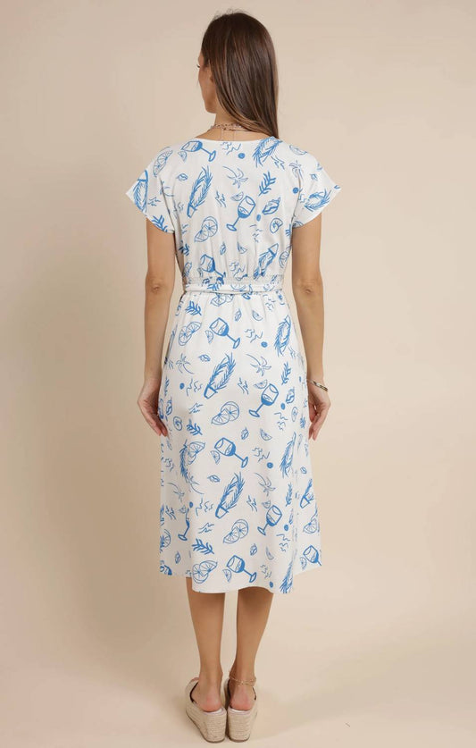 Sage The Label - Citrus Splash Surplice Belted Midi Dress