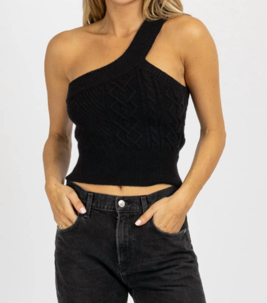 CABLEKNIT ONE SHOULDER SWEATER TOP