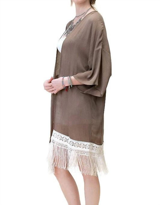 Kori - Bohemian Crochet & Fringe Kimono Jacket
