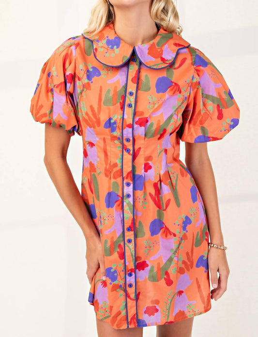 Gigio - Tangerine Blooms Mini Dress