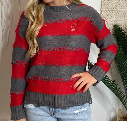 Eesome - Distressed Striped Sweater
