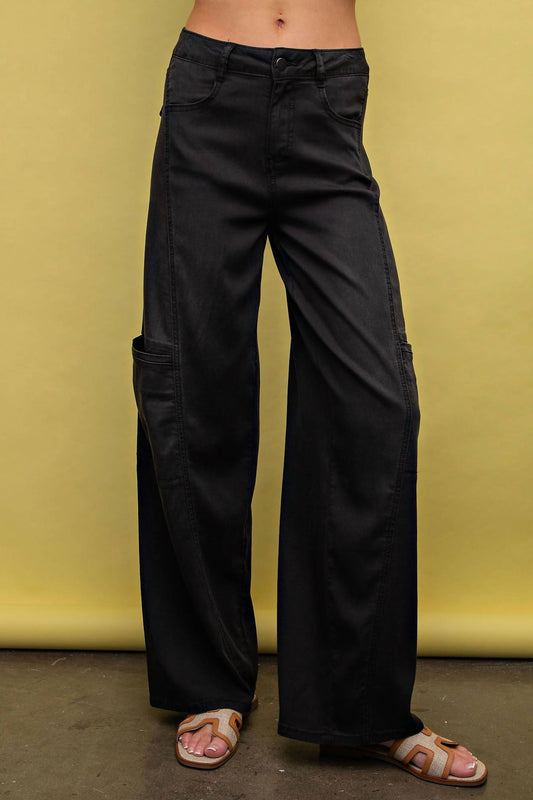 Easel - Washed Denim Straight Pants