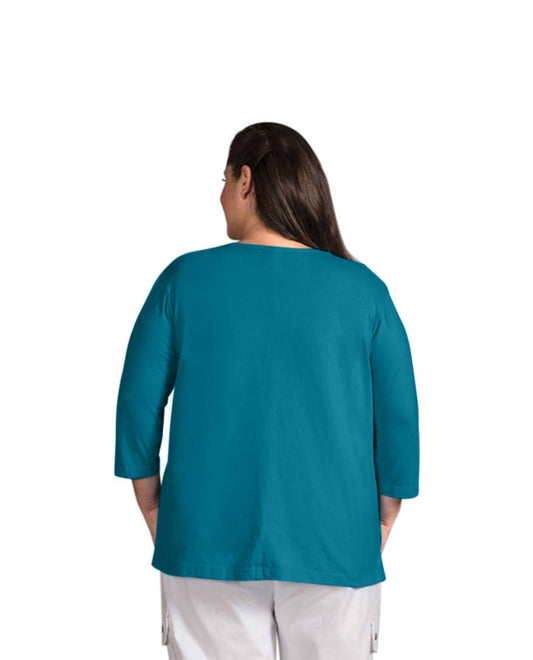 On The Plus Side - 3/4 Sleeve V-Neck Tee - Plus